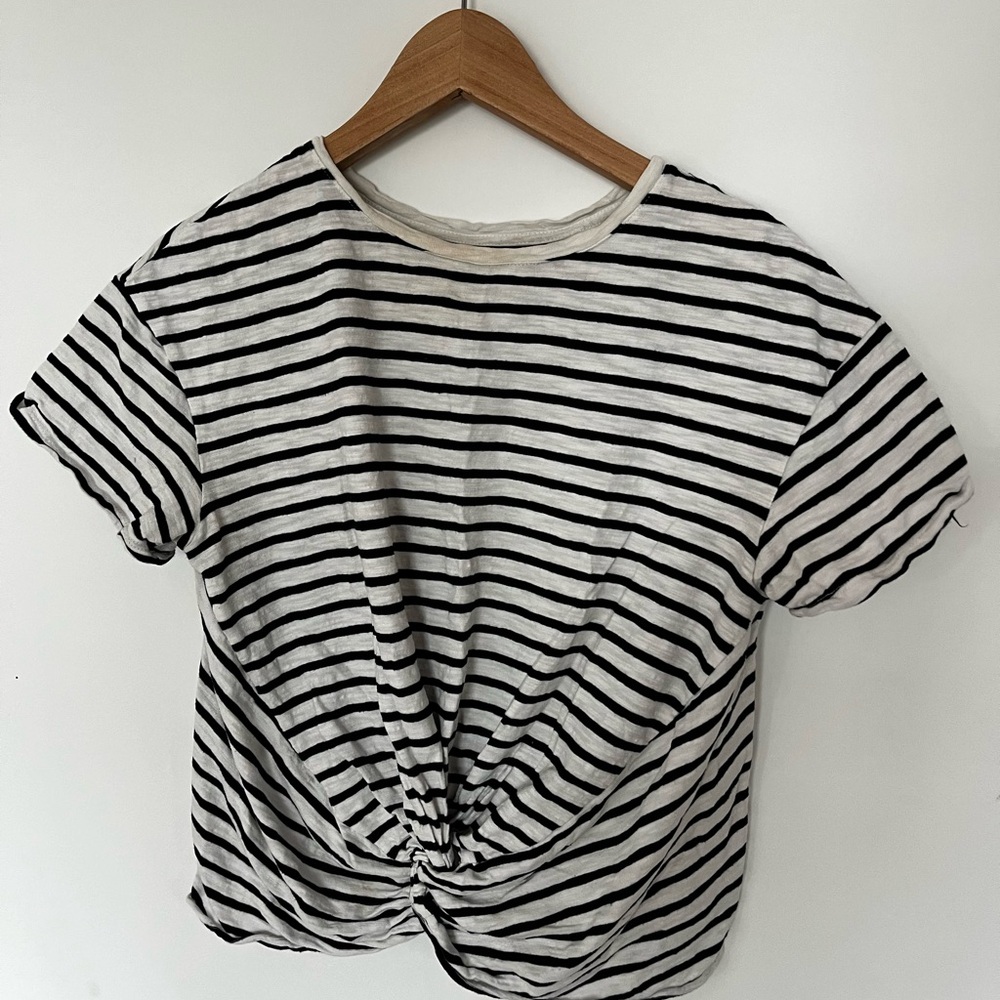 A New Day Black and White Relaxed Tie Front Tee